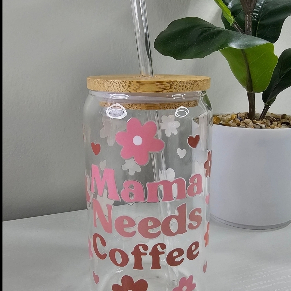 Mama Needs Coffee Glass Libby cup